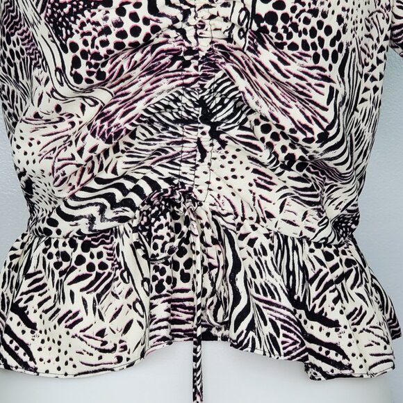 Topshop Margot Animal Print Contemporary Trendy V-Neck Top Size 4 - Picture 4 of 13